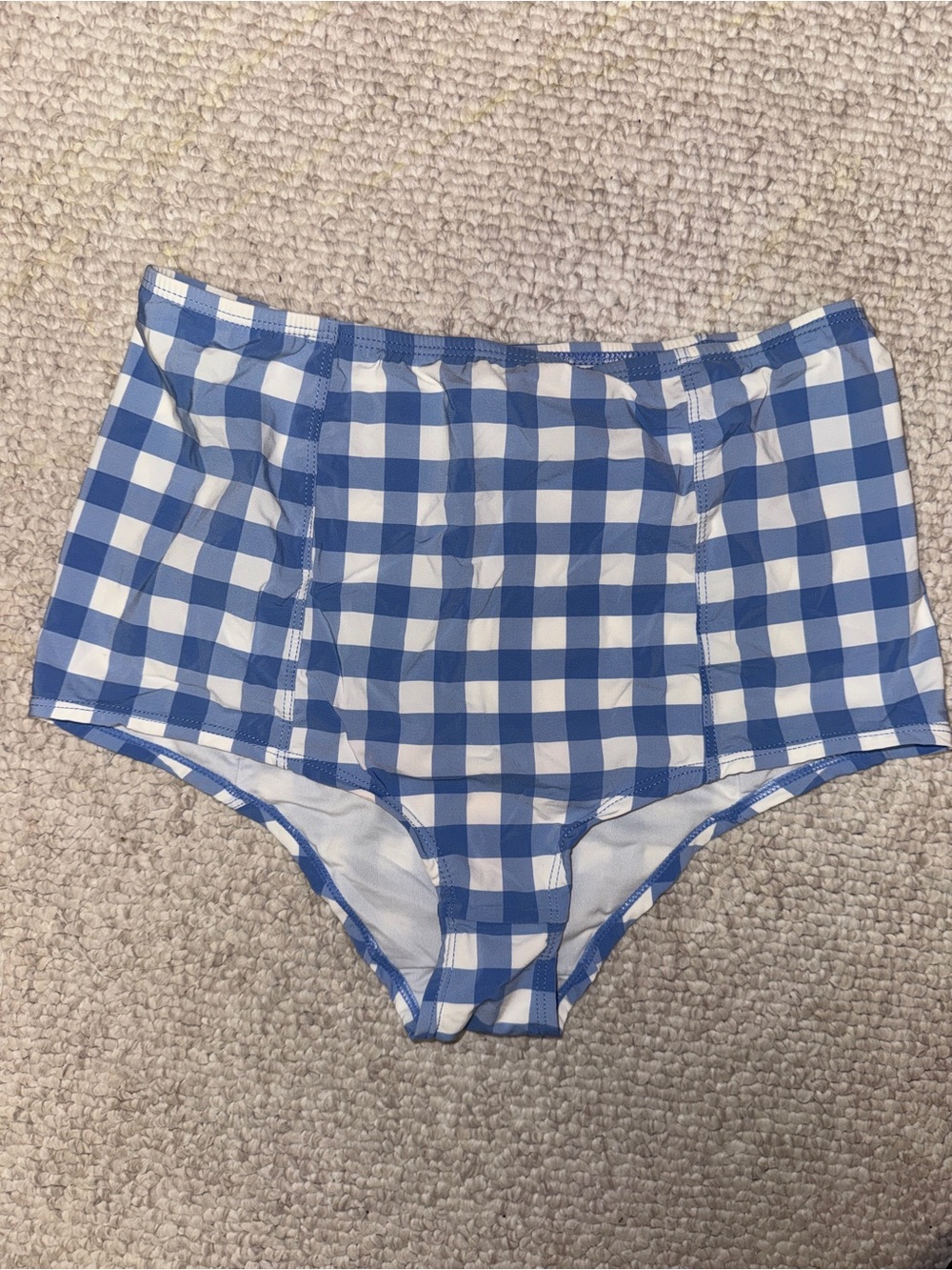 J. Crew blue gingham, high waist swim bottoms